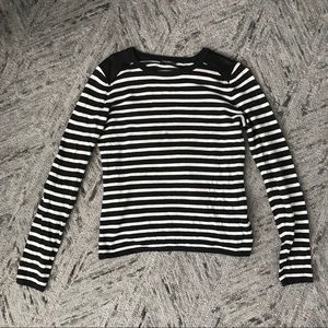 J. McLaughlin striped sweater, leather accents